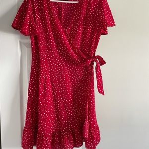 Red polka dot dress